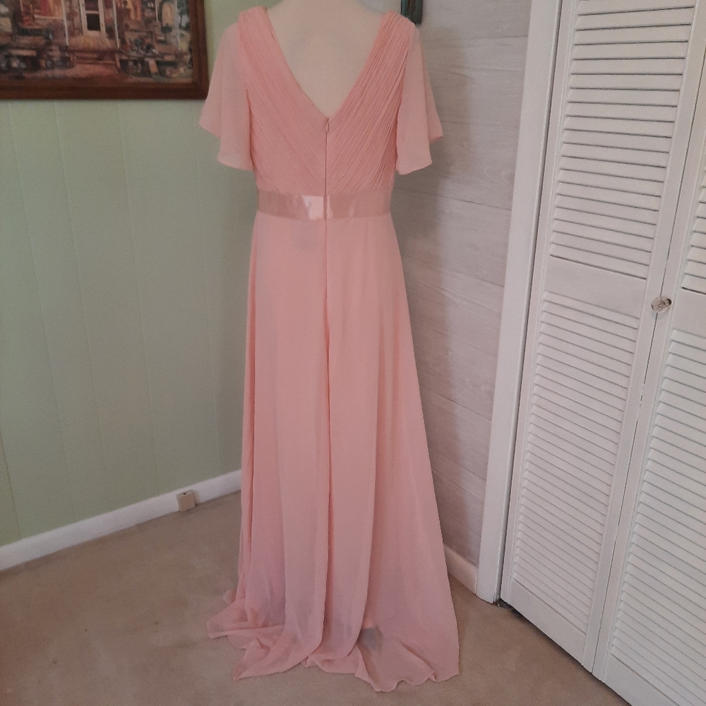 Blush chiffon aline evening gown dress sz 12 NWT *U - Picture 5 of 7